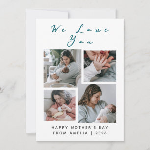 Simple Elegant Mother's Day Photo collage Holiday Card