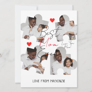 Simple Elegant Mothers Day Puzzle Photo Collage Holiday Card