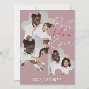 Simple Elegant Mothers Day Puzzle Photo Collage Holiday Card