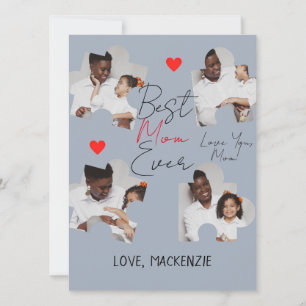 Simple Elegant Mothers Day Puzzle Photo Collage Holiday Card