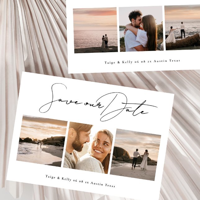 simple elegant multi photo collage wedding save the date (Creator Uploaded)