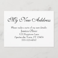 Simple, Elegant My New Address Black on White