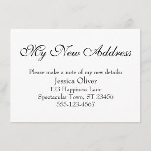 Simple, Elegant My New Address Black on White Enclosure Card
