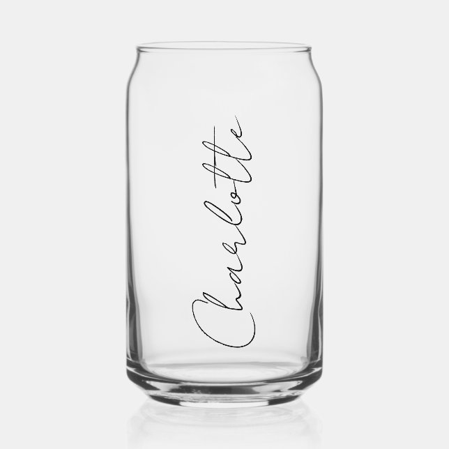 Simple elegant name in handwritten style script can glass (Front)