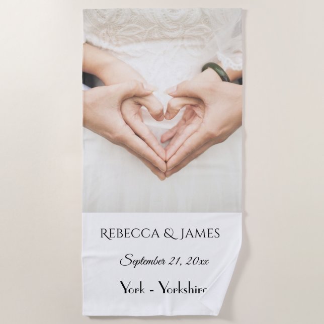 Simple Elegant Name Wedding Honeymoon Towel (Front)