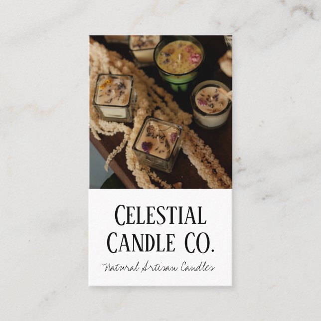 Simple Elegant Natural Artisan Candle Company Business Card (Front)