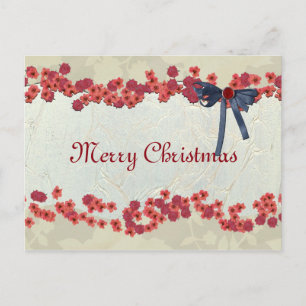 Simple Elegant Natural Flower Merry Christmas Holiday Postcard