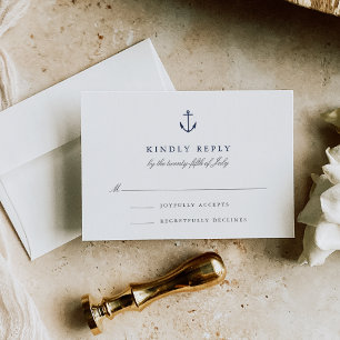 Simple Elegant Nautical Anchor RSVP Card