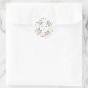 Simple Elegant Nautical Baby Shower Thank You Classic Round Sticker