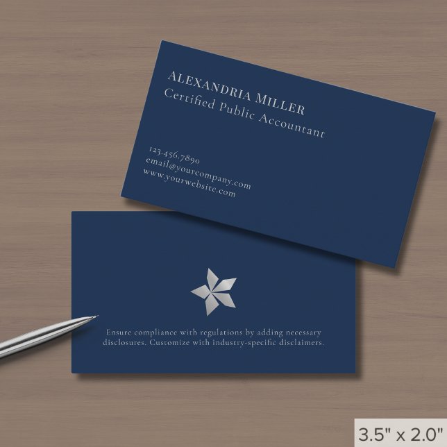 Simple Elegant Navy Blue Business Card (Creator Uploaded)