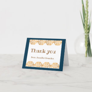 Simple Elegant Navy Blue Gold Minimalist  Thank Yo Thank You Card