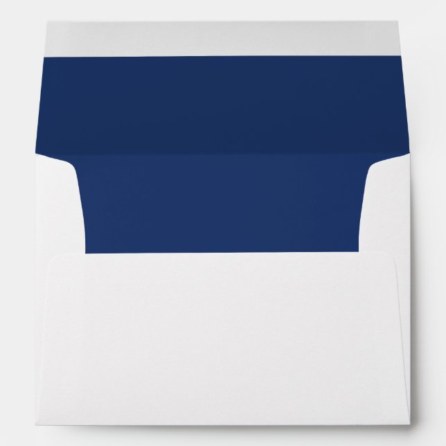 Simple Elegant Navy Blue Lined Wedding Envelopes (Back (Bottom))