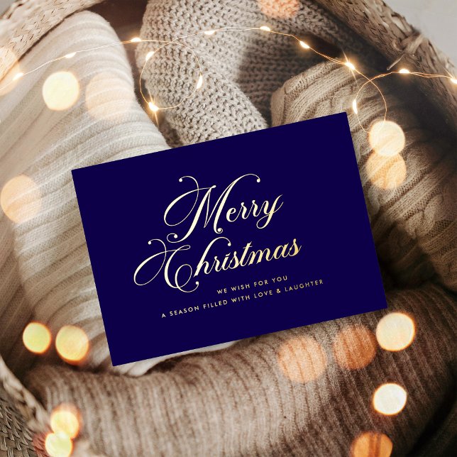 Simple Elegant Navy Blue Merry Christmas Gold (Creator Uploaded)