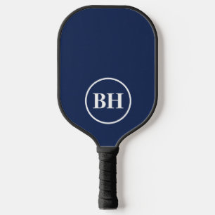 Simple Elegant Navy Blue Monogram Custom Pickleball Paddle