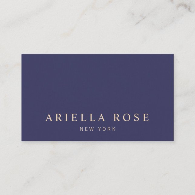 Simple Elegant Navy Blue Professional Business Card (Front)