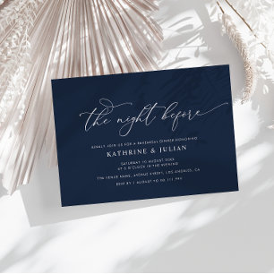 Simple Elegant Navy blue Rehearsal dinner Invitation