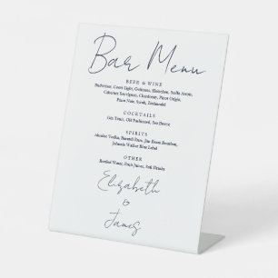 Simple Elegant Navy Blue Script Bar Menu Pedestal Sign