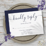 Simple Elegant Navy Blue Script Meal Choice RSVP Card<br><div class="desc">A simple elegant modern minimalist navy blue signature script RSVP card with your details set in chic typography. Designed by Thisisnotme©</div>