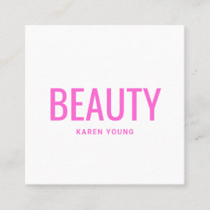 Simple elegant neon pink trendy aesthetician beaut square business card