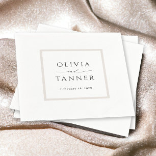 Simple Elegant Neutral Beige and White Wedding Napkin