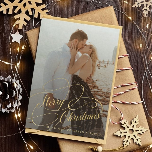 Simple elegant newlywed Merry Christmas Holiday Card (Creator Uploaded)