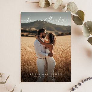 Simple Elegant Newlywed Photo Thank You Note Card