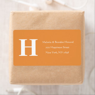 Simple Elegant Orange Monogram Initial return