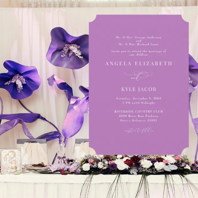 Simple & Elegant Orchid Both Parents Wedding  Invitation (Creator Uploaded)