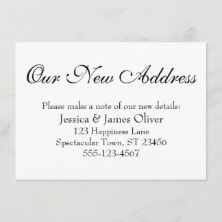 Simple, Elegant Our New Address Black on White Enclosure Card