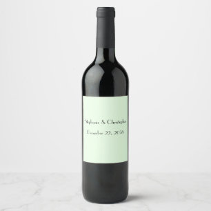 Simple Elegant Pale Green and Black Wedding Favour Wine Label