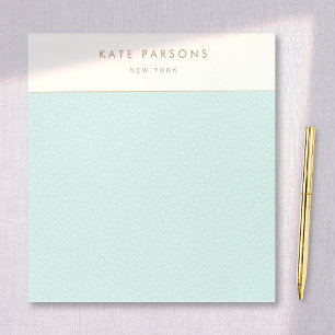 Simple Elegant Pastel Blue Leather Border Notepad