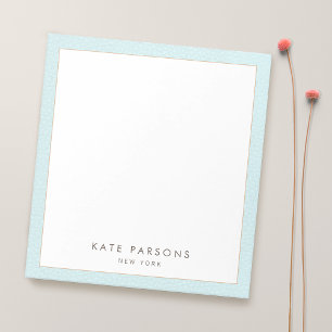 Simple Elegant Pastel Blue Leather Border Notepad