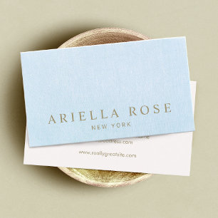 Simple Elegant Pastel Blue Linen Professional Business Card