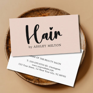 Simple Elegant Pastel Bold Black Hair Stylist Business Card