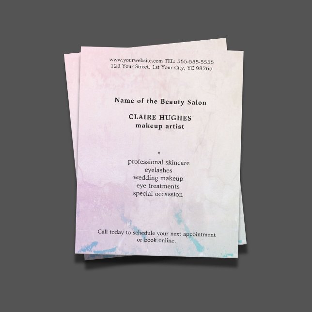 Simple Elegant Pastel Makeup Artist  Flyer (Creator Uploaded)