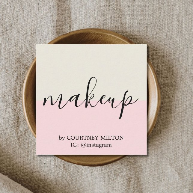 Simple Elegant Pastel Makeup Artist  Square Business Card (Creator Uploaded)