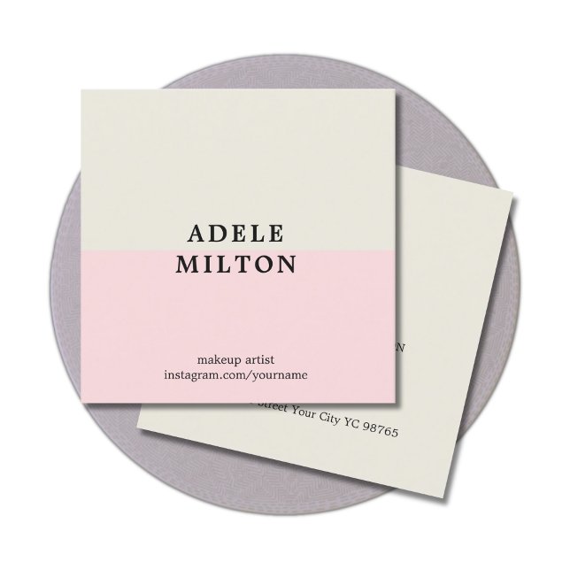 Simple Elegant Pastel Makeup Artist Square Business Card (Creator Uploaded)