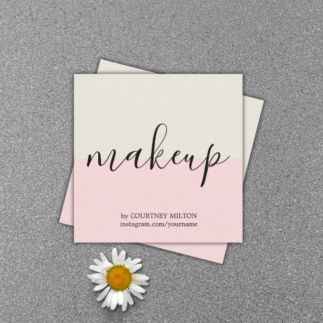 Simple Elegant Pastel Makeup Artist Square Business Card (Creator Uploaded)