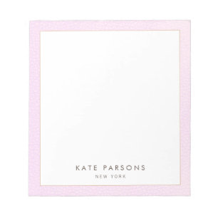 Simple Elegant Pastel Pink Leather Border Notepad