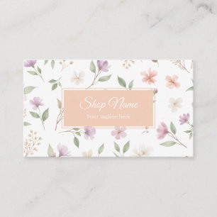 Simple Elegant Pastel Pink Purple Watercolor Flora Business Card