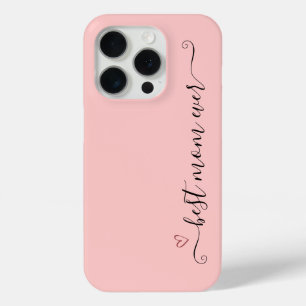 Simple Elegant Peach Pink Chic Best Mum Ever iPhone 15 Pro Case