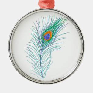 Simple Elegant Peacock Feather Metal Tree Decoration