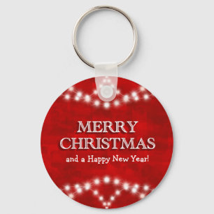 Simple Elegant Personalised Merry Christmas Lights Key Ring