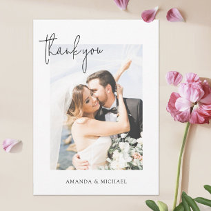 Simple Elegant Personalised Photo Wedding  Thank You Card