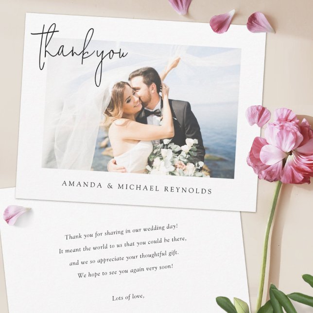 Simple Elegant Personalised Photo Wedding  Thank You Card (Creator Uploaded)