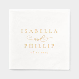 Simple elegant personalised wedding foil napkins