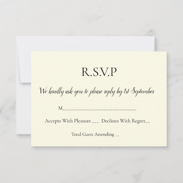 Simple Elegant Personalized RSVP Enclosure Card (Front)