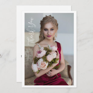 Simple Elegant Photo Bat Mitzvah Birthday Thank You Card