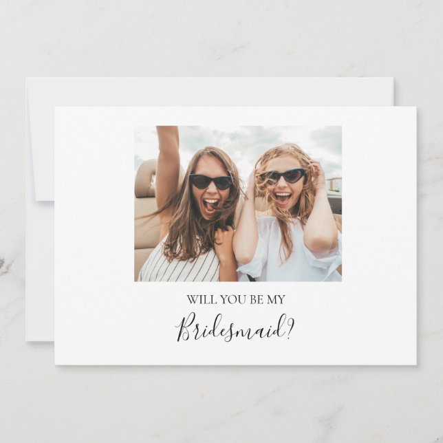 Simple Elegant Photo Bridesmaid Proposal Card (Front)