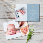 Simple Elegant Photo Collage Script Baptism Thank You Card<br><div class="desc">A simple elegant gold signature script photo collage Baptism or Christening thank you card. Personalize with your 4 special photos and thank you message in chic lettering. Designed by Thisisnotme©</div>